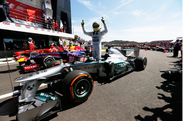 Nico Rosberg take the win in a dramatic British GP. Nice Job. 